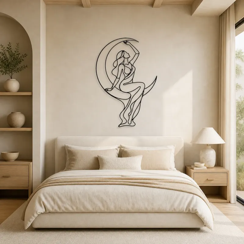 Moon Arc Muse Metal Wall Art | Celestial Woman Wall Decor - lifestyle view 2