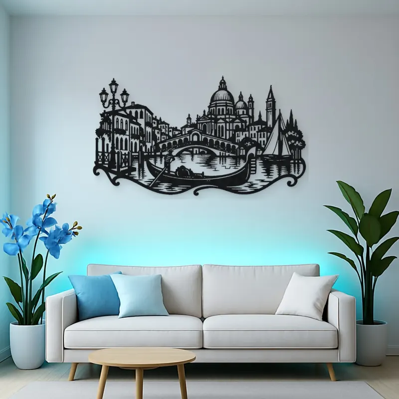Venice Gondola Curve Metal Wall Art | Travel and City Wall Decor