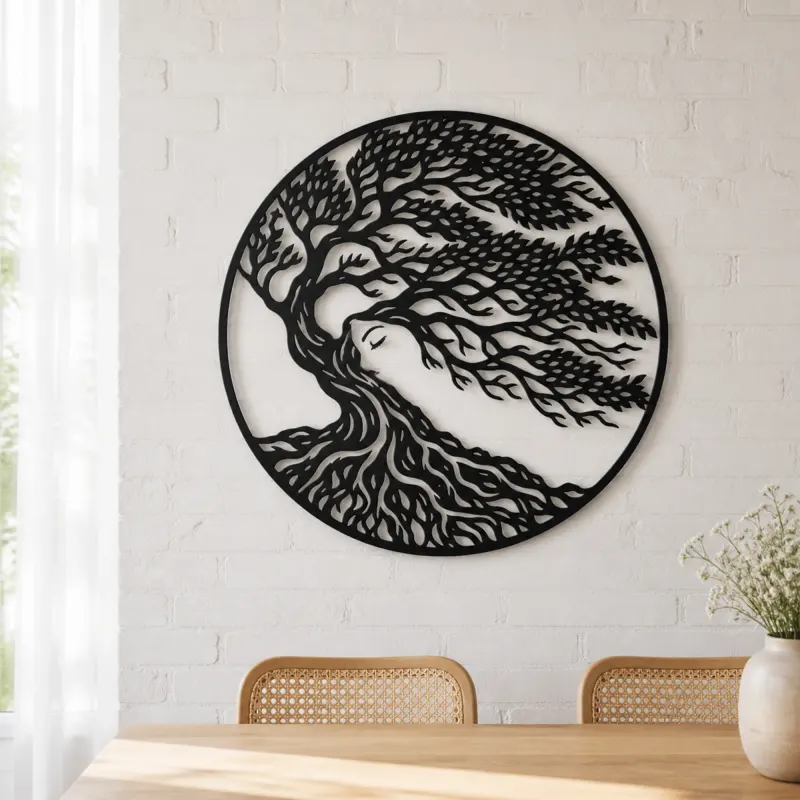 Windblown Tree Metal Wall Art | Botanical Metal Wall Decor - lifestyle view 4
