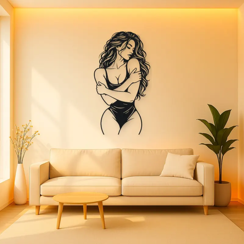 Self Embrace Torso Metal Wall Art | Minimalist Woman Line Art