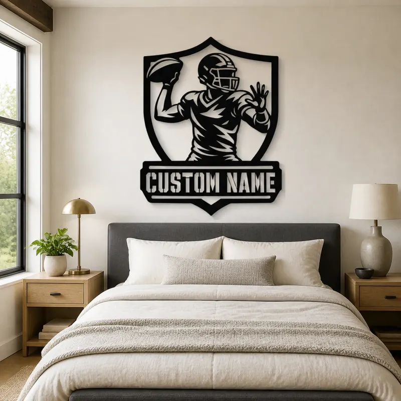 Personalized Quarterback Passing Shield Metal Wall Art - lifestyle view 2