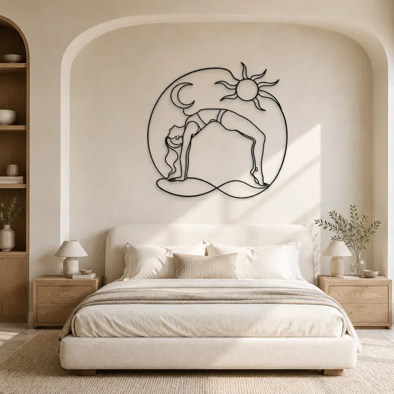 Wheel Pose Energy Metal Wall Art | Yoga and Meditation Wall Decor - lifestyle view 2