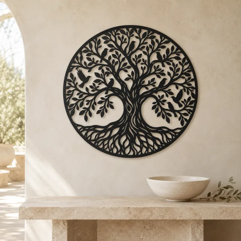 Tree with Birds Metal Wall Art | Wildlife Silhouette Decor - lifestyle view 3