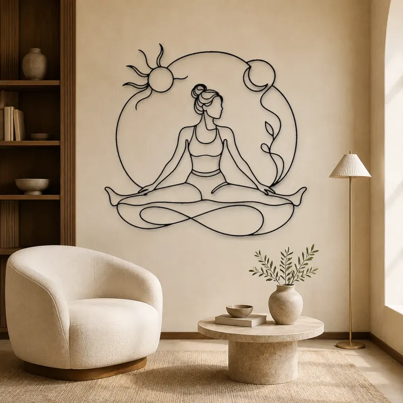 Wide Leg Fold Metal Wall Art | Yoga and Meditation Wall Decor - lifestyle view 5