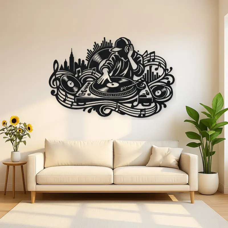 Turntable Groove Metal Wall Art | Music Room Wall Decor