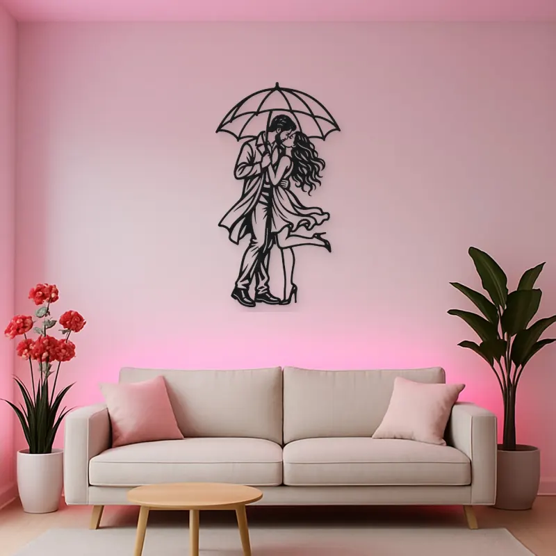 Under One Umbrella Metal Wall Art | Romantic Couple Decor