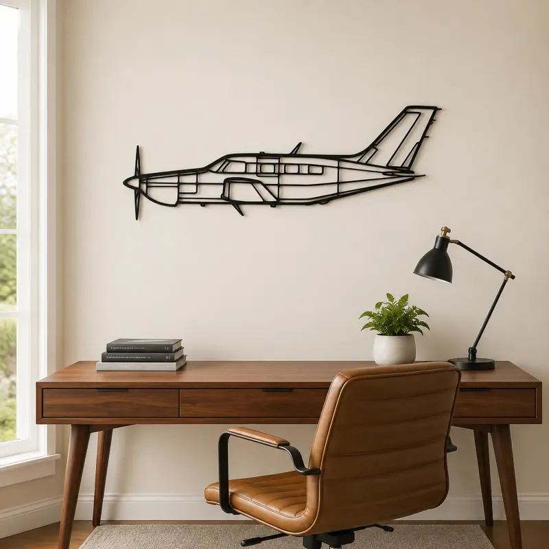 PA-46-350P Malibu Mirage Airplane Silhouette Metal Wall Art, Metal Aircraft Silhouette, Aviation Wall Decor, Aviator Decor - lifestyle view 4