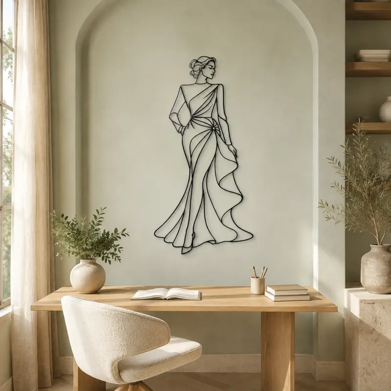 Runway Gown Pose Metal Wall Art | Fashion Figure Wall Decor - lifestyle view 4