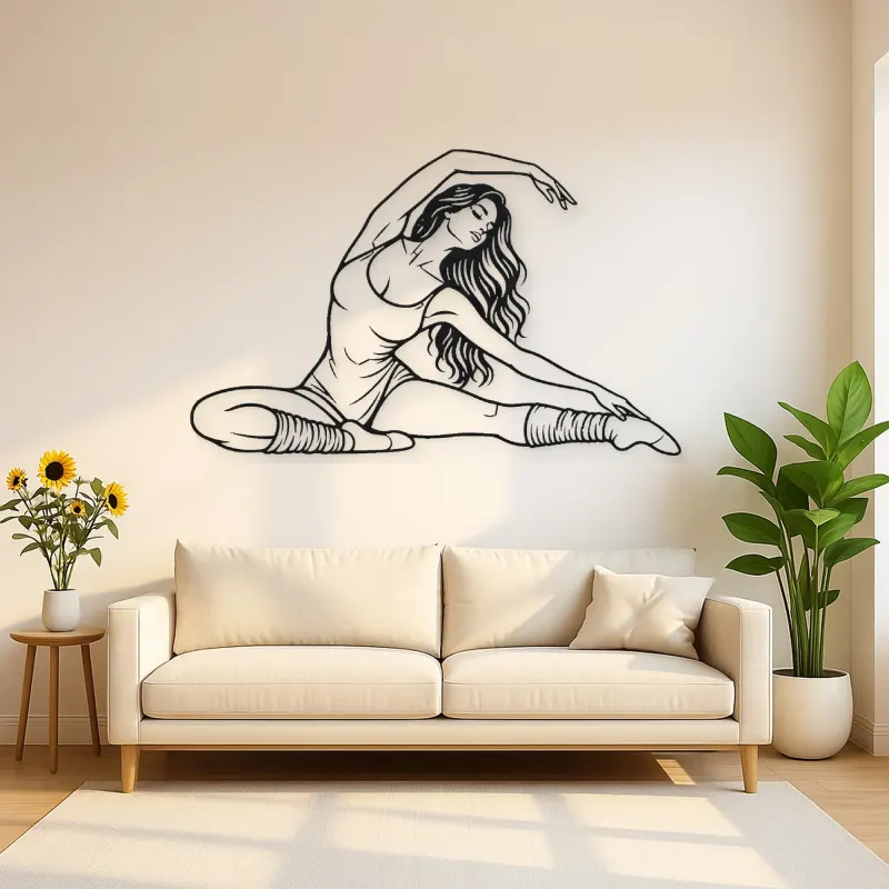 Floor Stretch Muse Metal Wall Art | Movement Silhouette Decor