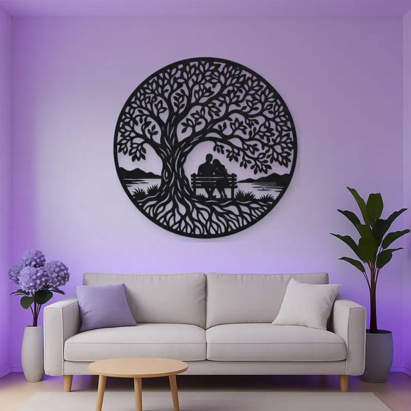 Tree with Bench Couple Metal Wall Art | Romantic Couple Decor