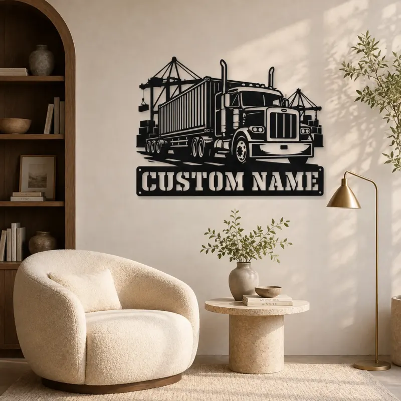 Personalized Container Semi Truck Port Metal Wall Art - lifestyle view 5
