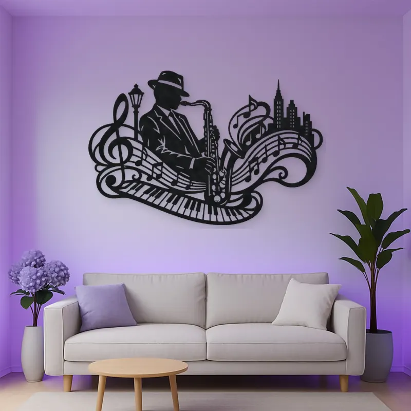 Saxophone Jazz Flow Metal Wall Art | Music Room Wall Decor