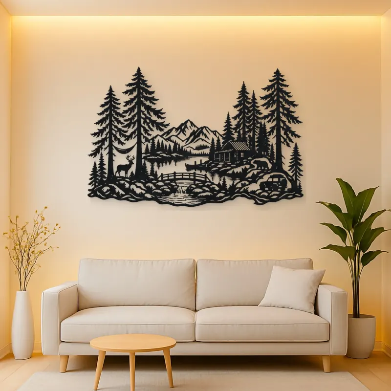 Tall Cedar Grove Metal Wall Art | Botanical Metal Wall Decor