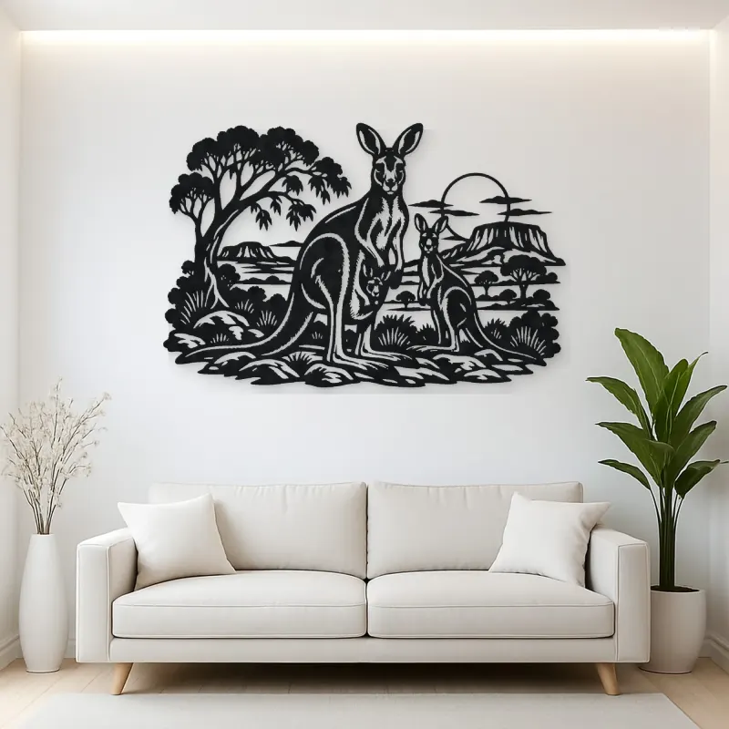 Kangaroo Outback Metal Wall Art | Wildlife Silhouette Decor