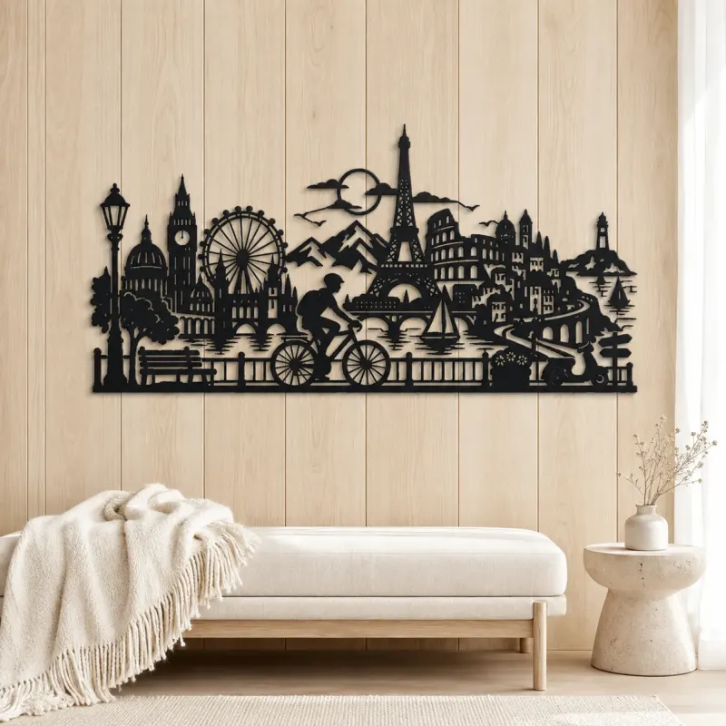 Bicycle City Ride Metal Wall Art | Travel and City Wall Decor - lifestyle view 5
