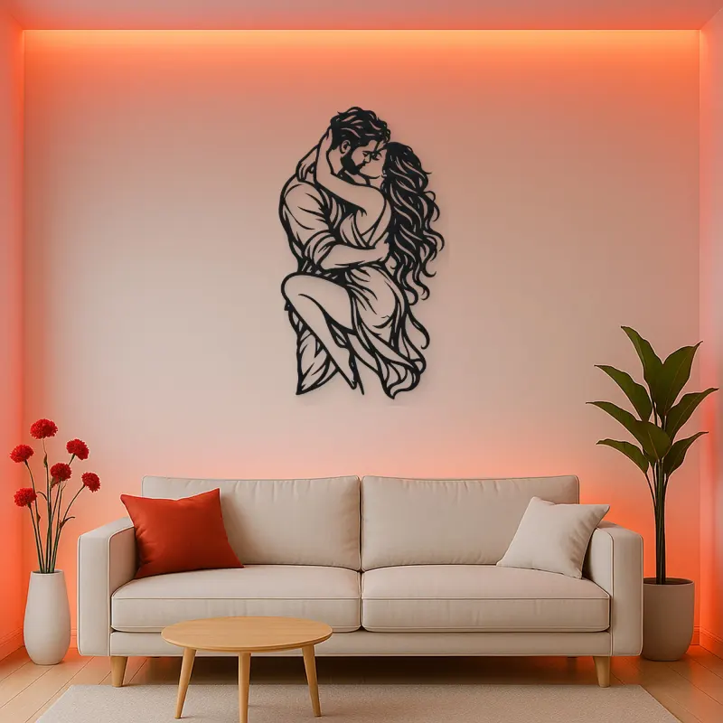 Wrapped in Arms Metal Wall Art | Romantic Couple Decor
