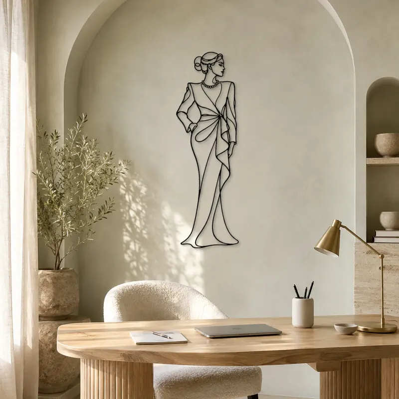 Pearl Neckline Model Metal Wall Art | Fashion Figure Wall Decor - lifestyle view 4
