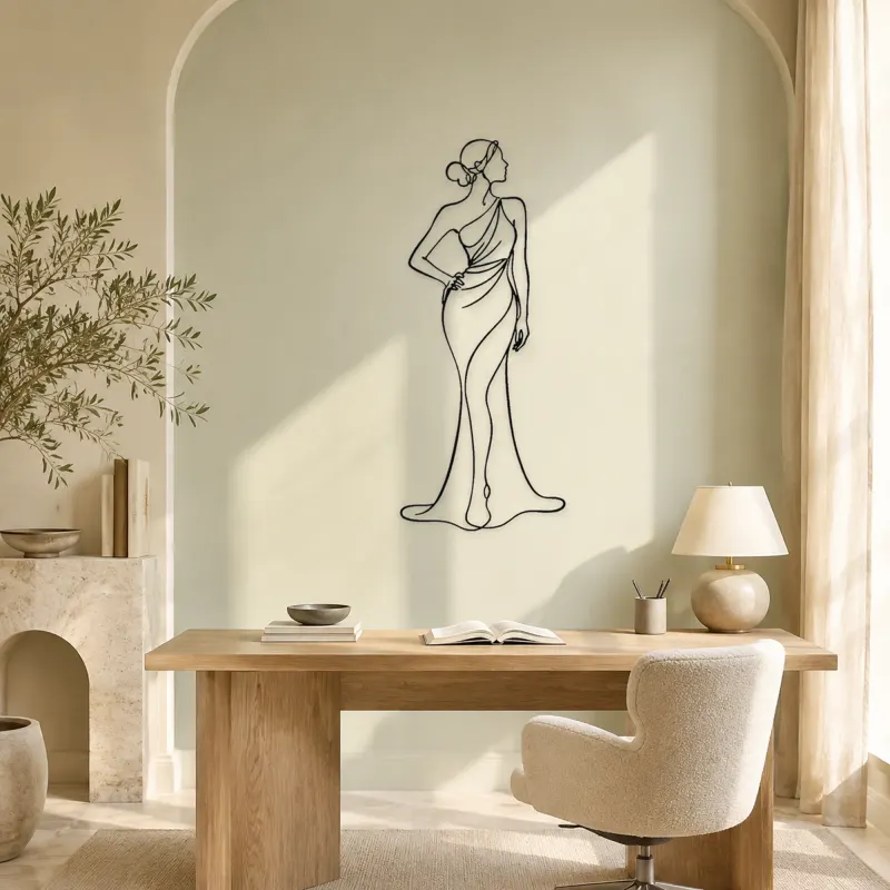 Timeless Feminine Line Metal Wall Art | Fashion Figure Wall Decor - lifestyle view 4