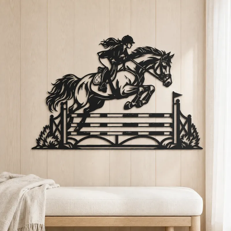 Show Jumping Moment Metal Wall Art | Equestrian Wall Decor - lifestyle view 5