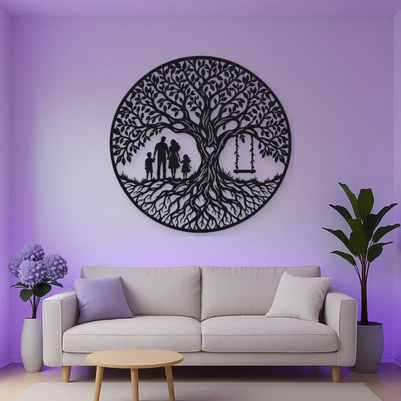 Family Roots Tree Metal Wall Art | Family Silhouette Decor