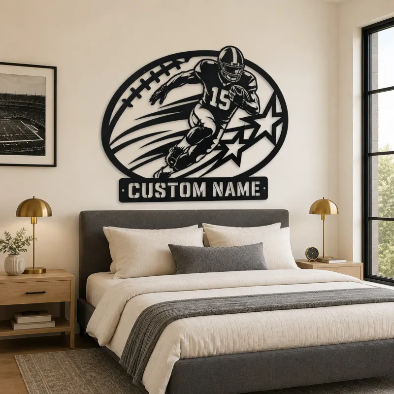 Personalized Number 15 Running Back Stars Metal Wall Art - lifestyle view 2