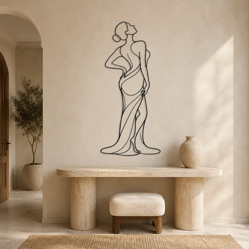 Curved Spine Figure Metal Wall Art | Feminine Figure Wall Decor - lifestyle view 3