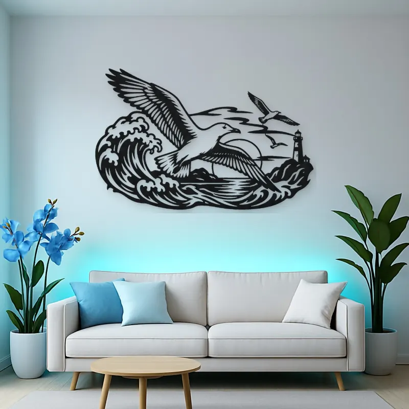 Seagull Wave Flight Metal Wall Art | Coastal and Nautical Wall Decor