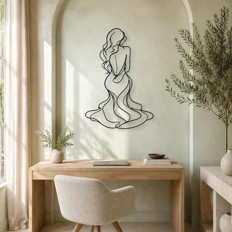 Long Hair Back Pose Metal Wall Art | Feminine Figure Wall Decor - lifestyle view 4