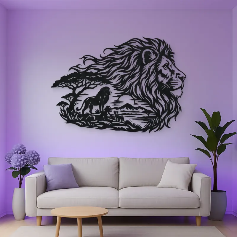 Lion Head Flow Metal Wall Art | Wildlife Silhouette Decor