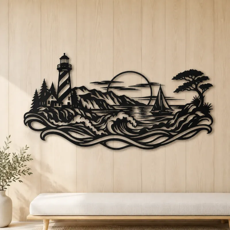 Lighthouse Coastline Metal Wall Art | Coastal and Nautical Wall Decor - lifestyle view 5
