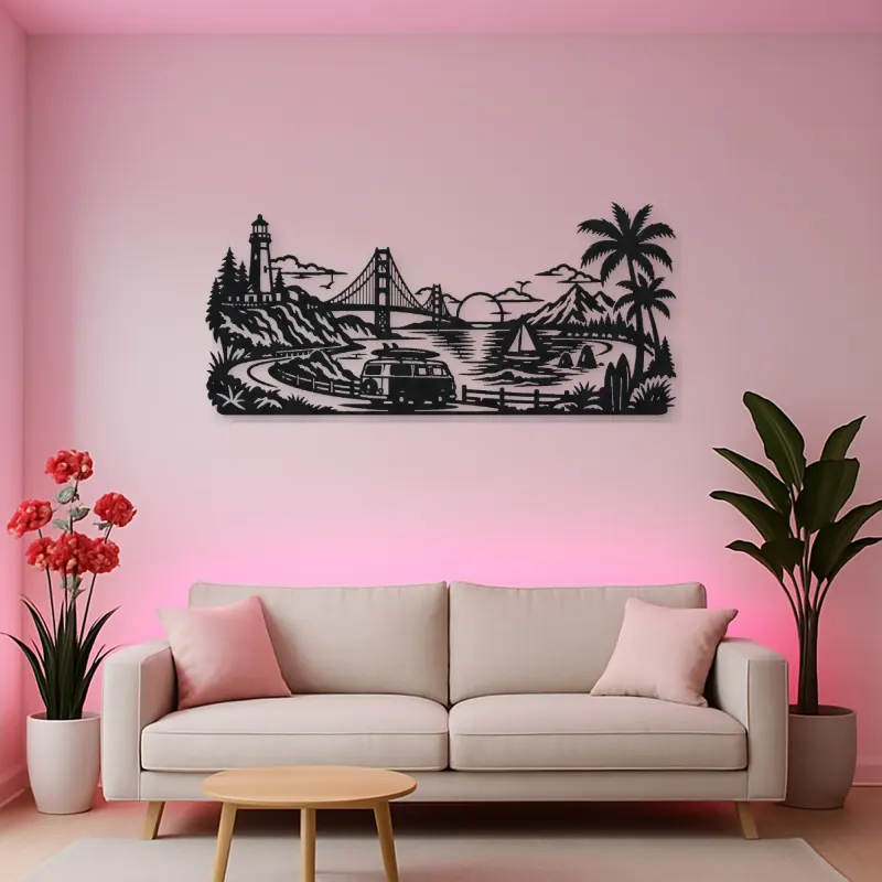 Van Life Coast Metal Wall Art | Travel and City Wall Decor