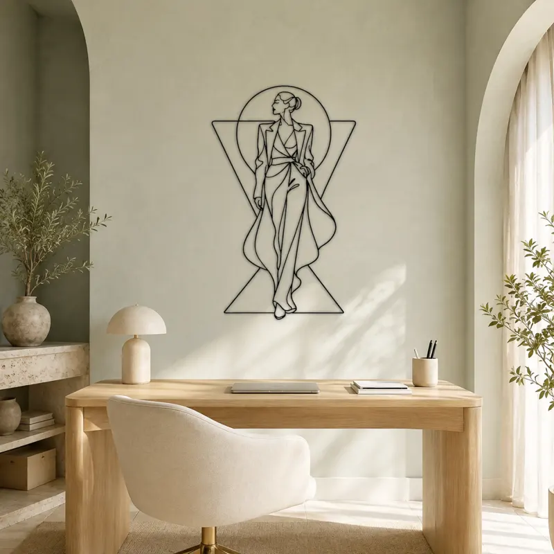 Geometric Runway Muse Metal Wall Art | Fashion Figure Wall Decor - lifestyle view 4