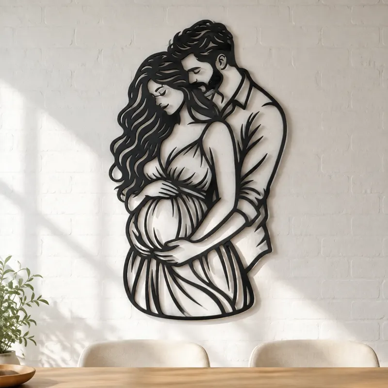Expecting Parents Metal Wall Art | Family Silhouette Decor - lifestyle view 4