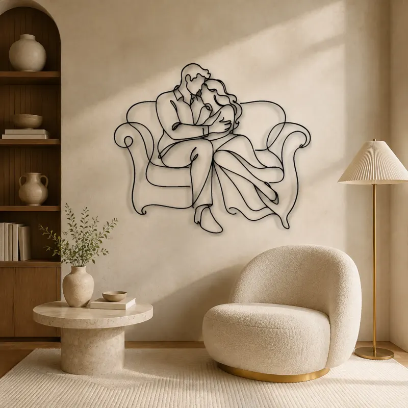 Couch Cuddle Pair Metal Wall Art | Romantic Couple Decor - lifestyle view 5