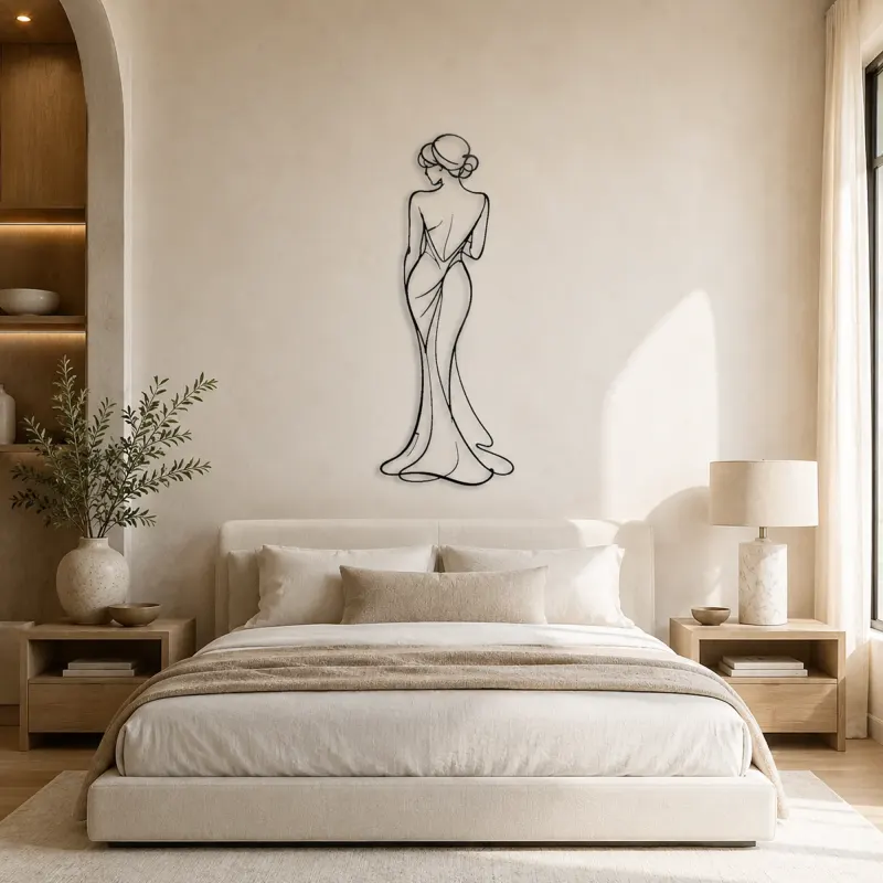 Elegant Back Outline Metal Wall Art | Feminine Figure Wall Decor - lifestyle view 2