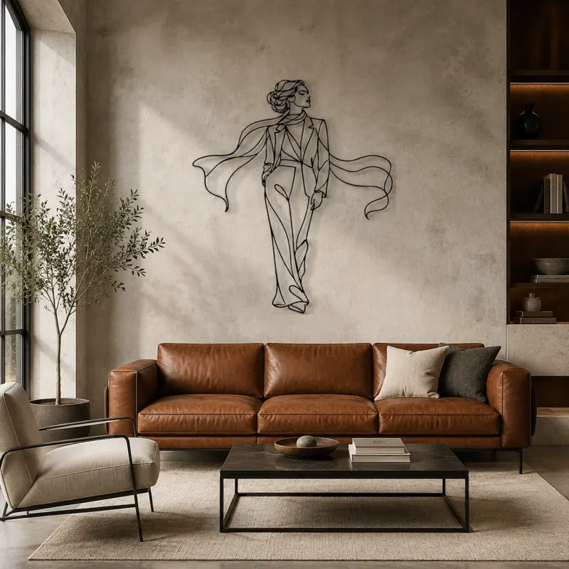 Dramatic Scarf Model Metal Wall Art | Fashion Figure Wall Decor - lifestyle view 2