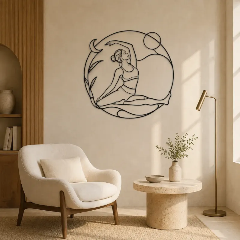 Sugarcane Pose Metal Wall Art | Yoga and Meditation Wall Decor - lifestyle view 5