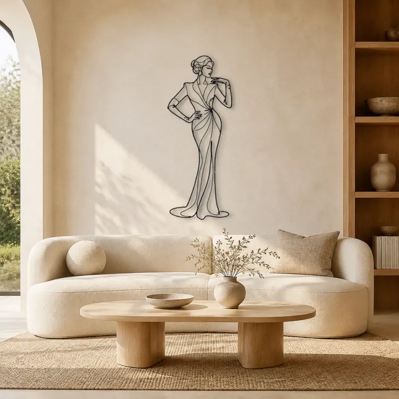 Décoration murale en métal Pose de Gant de Soirée | Décor de Figure de Mode