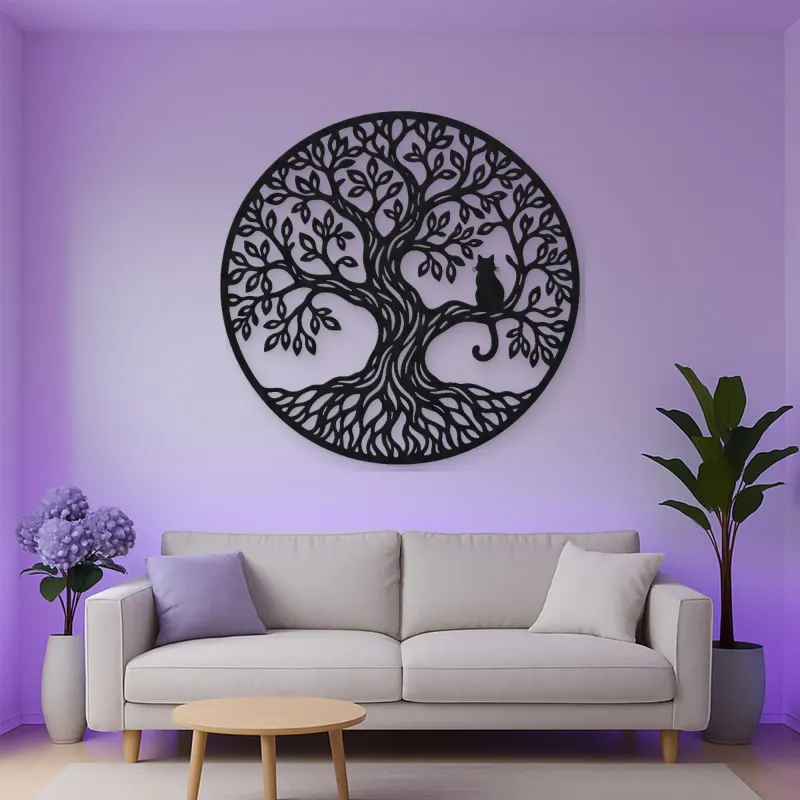 Tree with Cat Metal Wall Art | Pet Lover Silhouette Decor