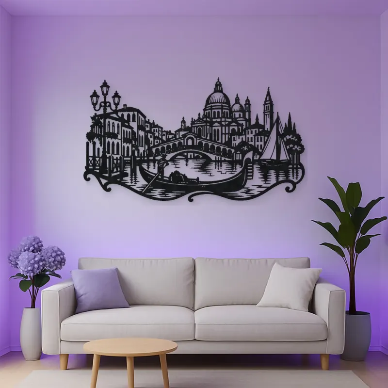 Venice Gondola Curve Metal Wall Art | Travel and City Wall Decor