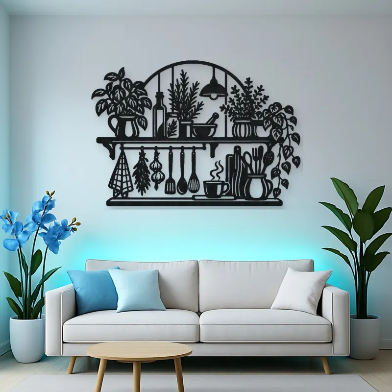 Kitchen Herb Shelf Metal Wall Art | Cozy Home Metal Decor