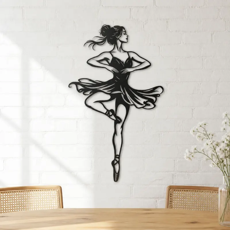 Ballet Pirouette Metal Wall Art | Movement Silhouette Decor - lifestyle view 4