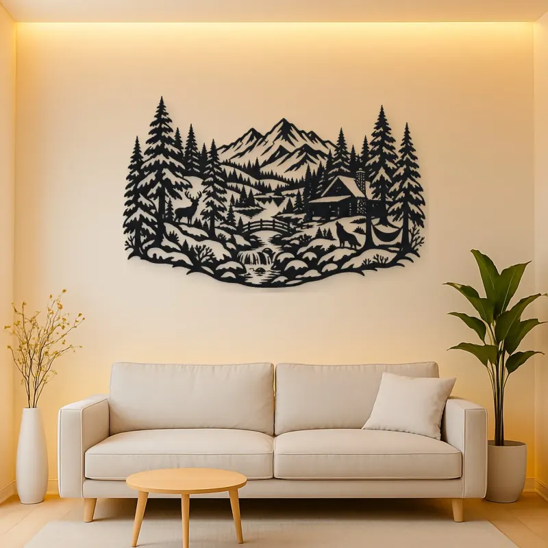 Winter Pine Forest Metal Wall Art | Nature Silhouette Decor