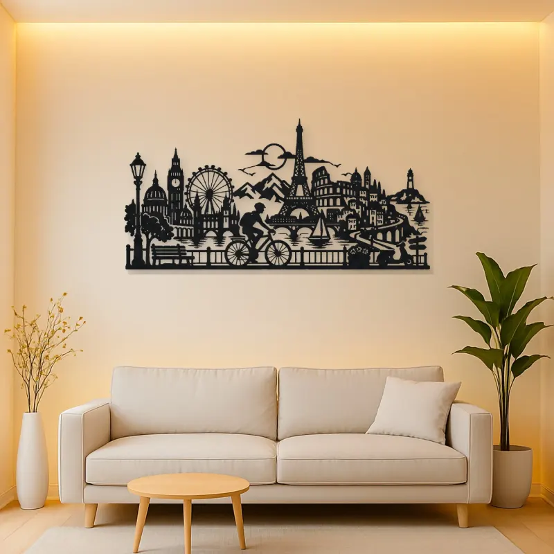 Bicycle City Ride Metal Wall Art | Travel and City Wall Decor