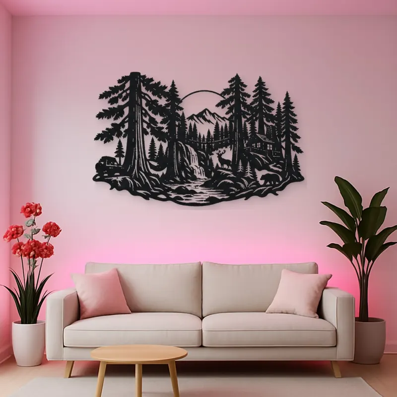 Redwood Canopy Metal Wall Art | Nature Silhouette Decor