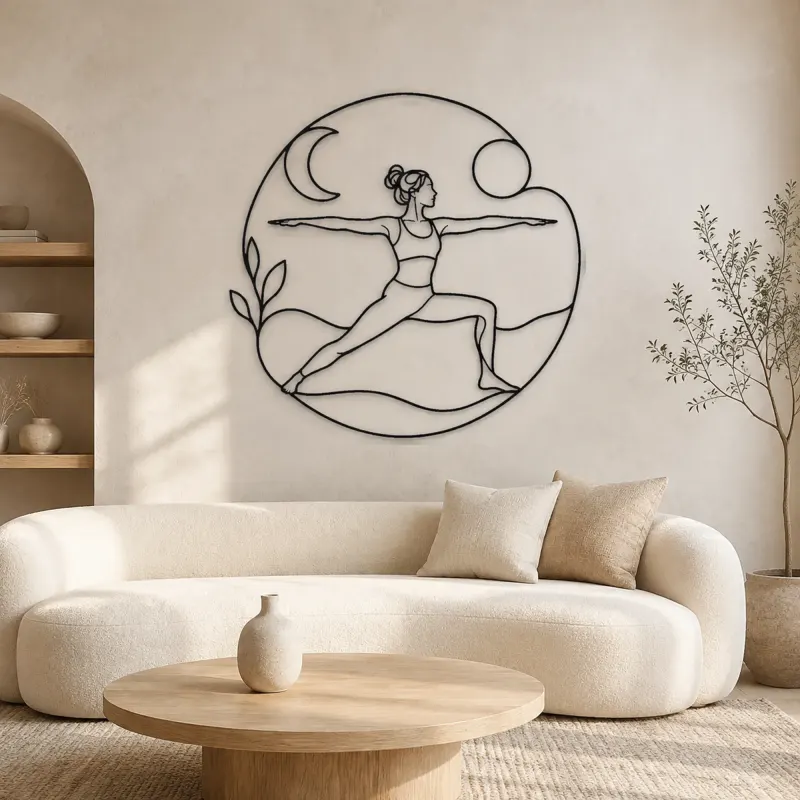 Warrior Two Horizon Metal Wall Art | Yoga and Meditation Wall Decor - lifestyle view 3