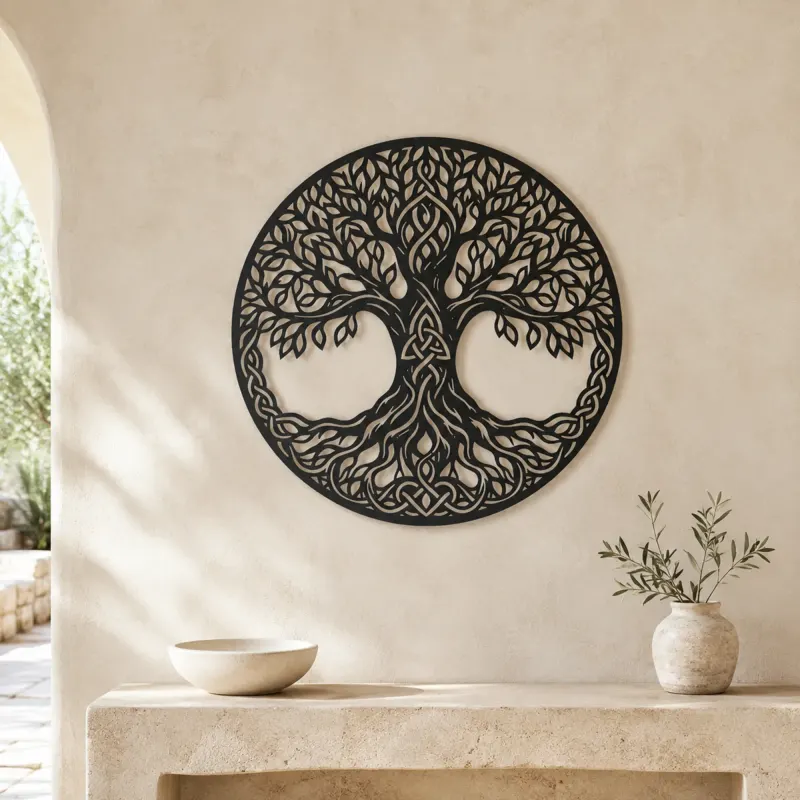 Celtic Roots Tree Metal Wall Art | Botanical Metal Wall Decor - lifestyle view 3