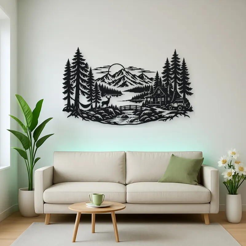 Endless Evergreen Horizon Metal Wall Art | Nature Silhouette Decor