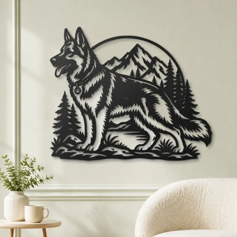 German Shepherd Profile Metal Wall Art | Pet Lover Silhouette Decor - lifestyle view 2