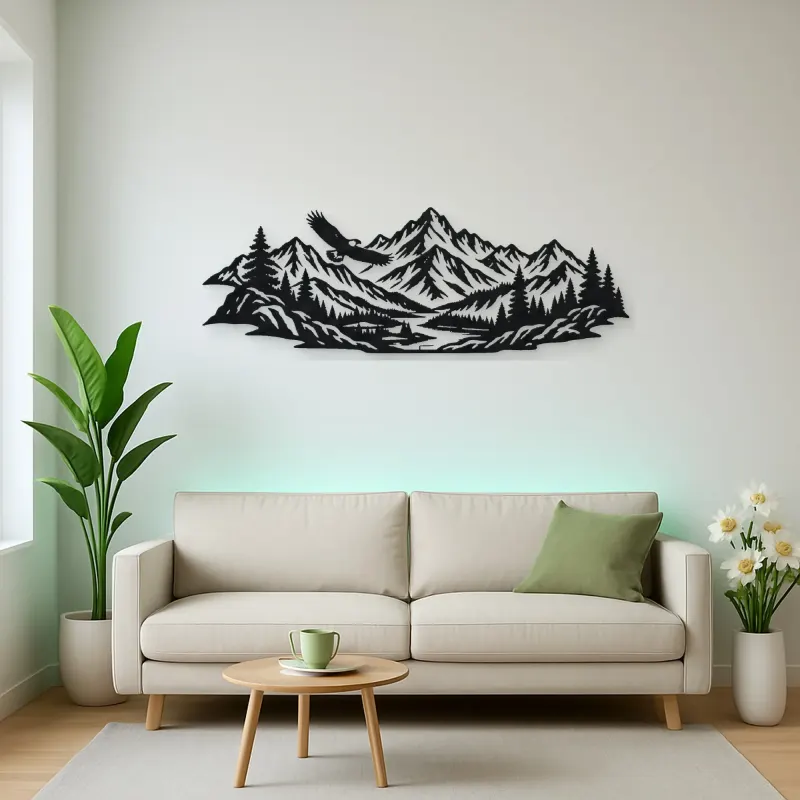 Eagle Ridge Mountain Metal Wall Art | Wildlife Silhouette Decor